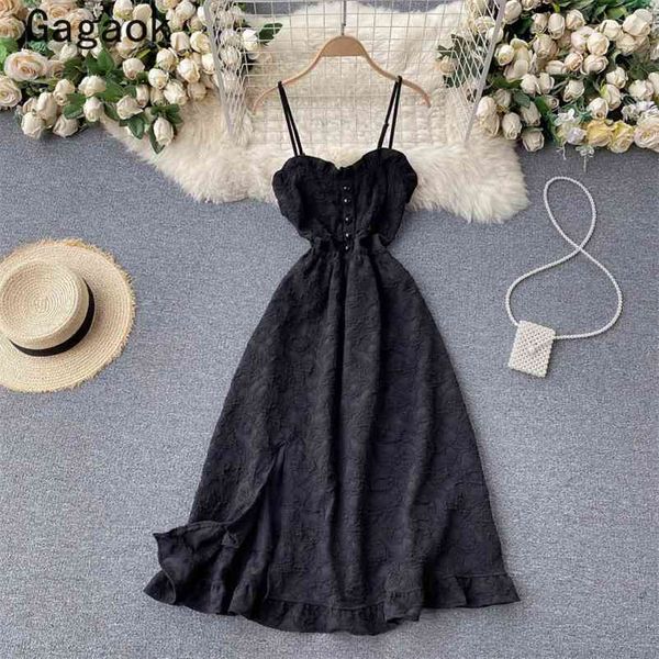 

dresses for women summer strapless spaghetti strap office lady solid midi dress slim korean chic wild vestidos 210531, Black;gray
