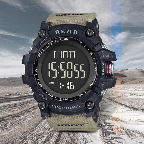 

men military watch led digital outdoor sport 30m waterproof wristwatch read male relogios masculino resist watches wristwatches, Slivery;brown