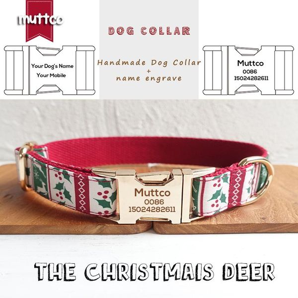 

dog collars & leashes muttco individual customized pet supplies the christmais deer resistance to bite collar leash puppy accessory 5 size u