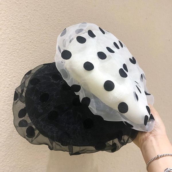 

summer style printed polka dot mesh beret for women spring fashion retro painter hat sboy caps artist baret berets, Blue;gray