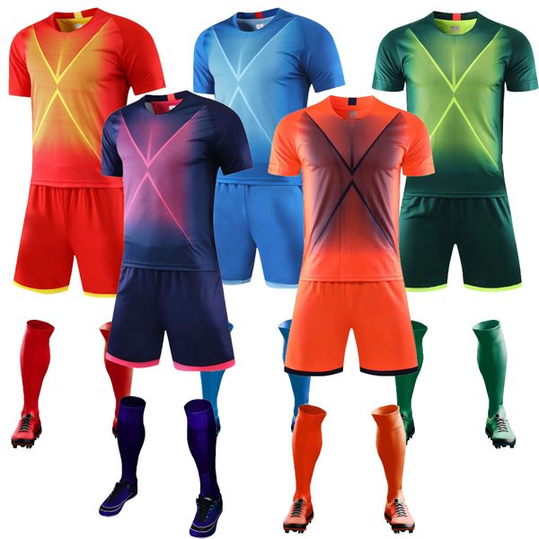 

2020 new kids men soccer jerseys set boys short sleeve football training suit football jersey set sportswear uniforms diy print, Black