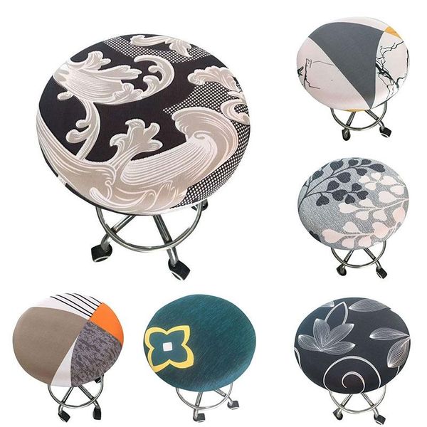 

round seat cover stretch slipcover floral printed bar stool elastic chair covers