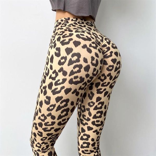 

women's yoga pants high waist lightweight scrunch back cheetah leopard running leggings outfit