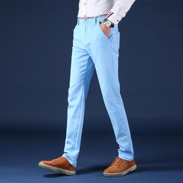 

summer casual pants men cotton trousers slim fit pantalon homme plus size clothing k149 men's, Black