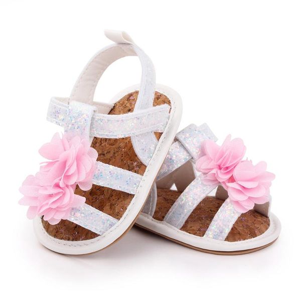 

summer for 0-1 year old baby girl sandals cute flower soft tpr sole infant toddler first walkers princess flats shoes prewalkers