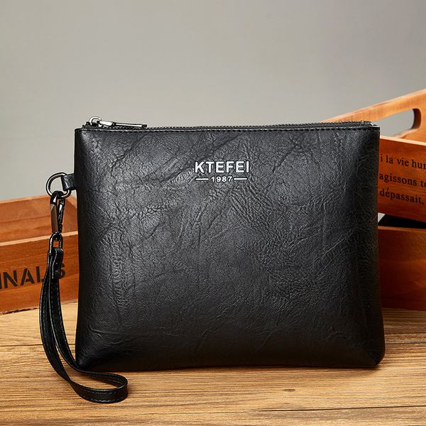 

wallet 2021 men's handbag fashion leisure business envelope wrapping bag clip, Red;black