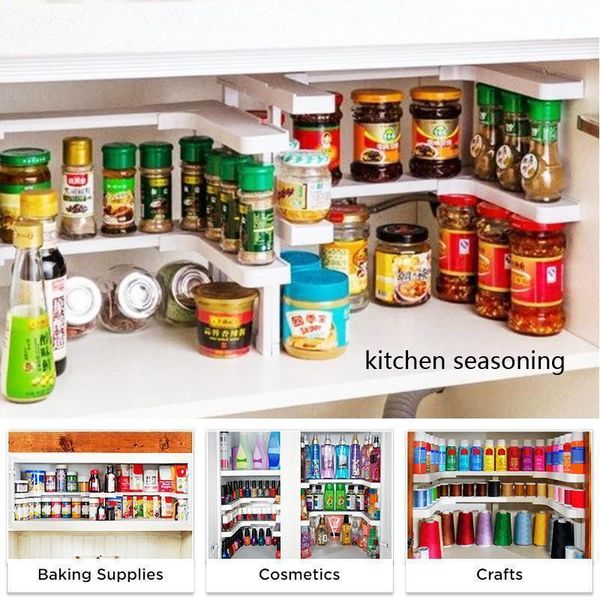 

kitchen storage & organization stackable spicy shelf adjustable expandable seasoning spice rack pantry cabinet organizer shelves