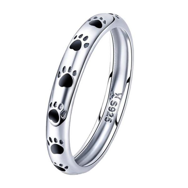 

wedding rings luxury charm female elegant round cat print black ring s925 cute one women for engagement, Slivery;golden