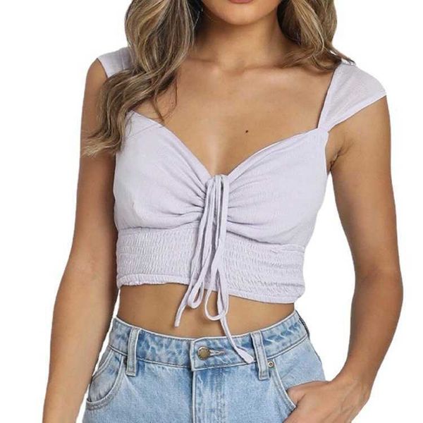 

women's vest straps summer 2021 slim belly drawstring tight suspender top, White
