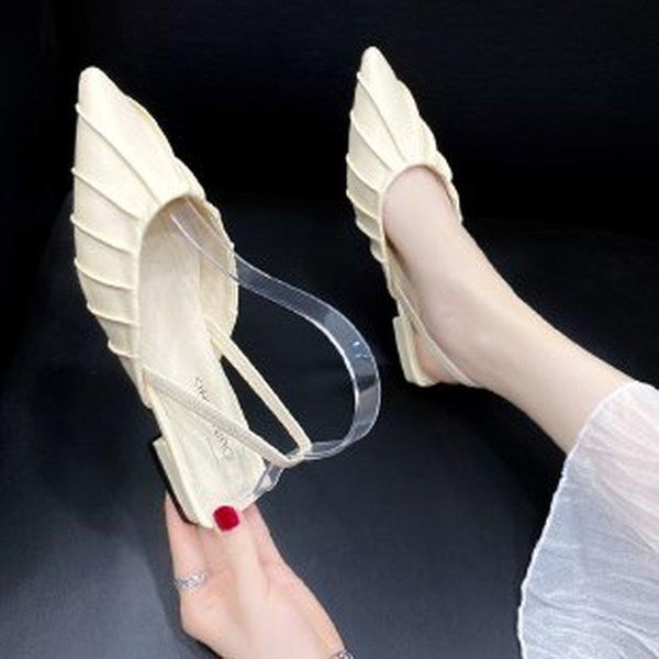 

sandals fashion women flats back strap pointed toe solid color candy blue/yellow/red/pink/black summer elegant dress shoes woman