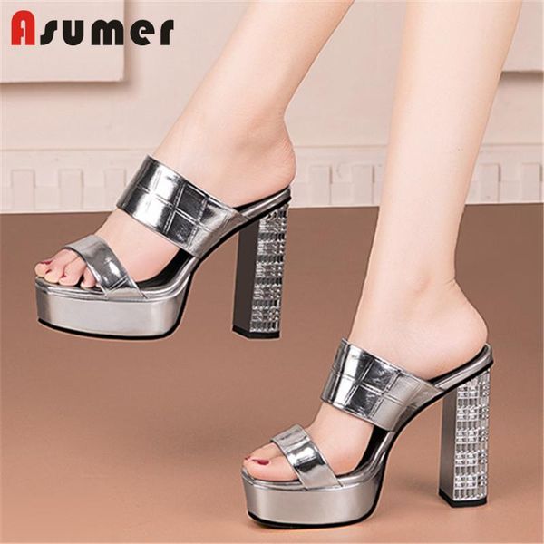 

sandals asumer 2021 party nightclub shoes women genuine leather summer super high heels platform woman, Black