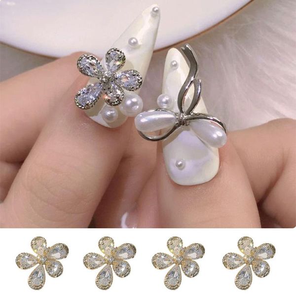 

nail art decorations flower crystals valentine alloy zircon jewelry manicure accessories diy decoration rhinestone, Silver;gold