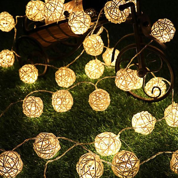 

strings rattan ball christmas lights string 3m 20leds warm white garland 4cm diameter for holiday decoration fairy luces de navidad
