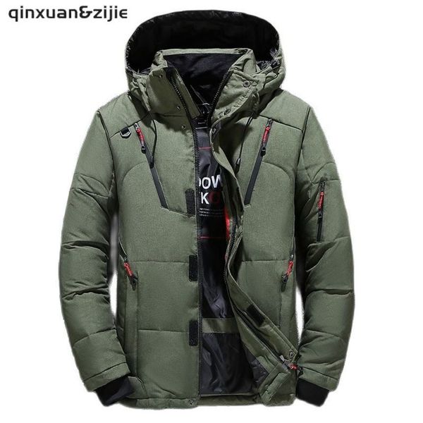 

white duck men's warm et, thick hat, high-quality coat, winter fashion down et, Black
