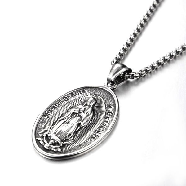 

new hip hop jewelry virgin mary oval three-dimensional pendant, Silver