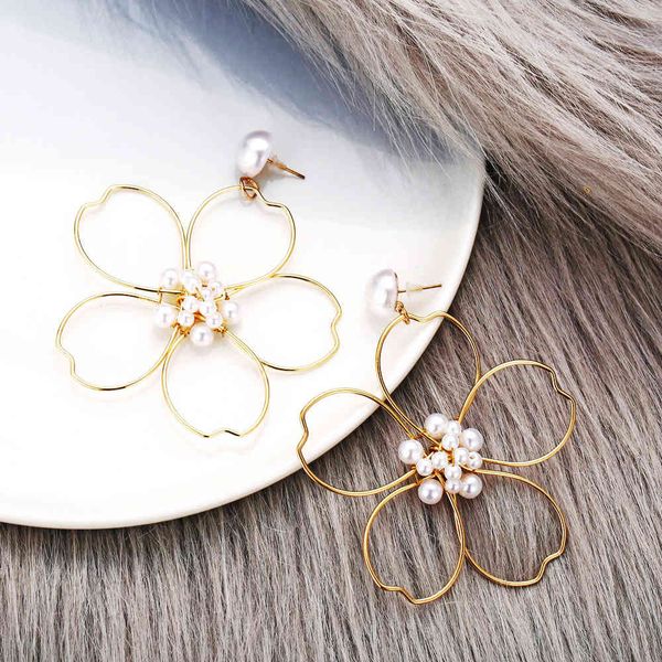 

charms earrings 5041151 hanzhishang flower pearl creative simple daisy, Golden