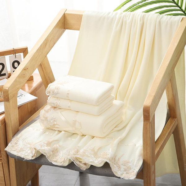 

towel 4pcs/set microfiber elegant embroidered set solid 2pc face and bath quick dry towels bathroom for adult