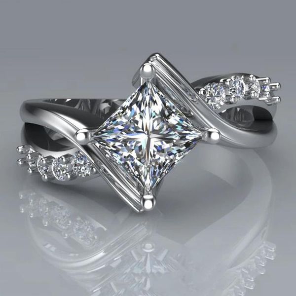

cluster rings delicate geometric white cubic zircon wedding luxury jewelry twist rope silver crystal engagement ring for women z5t565, Golden;silver