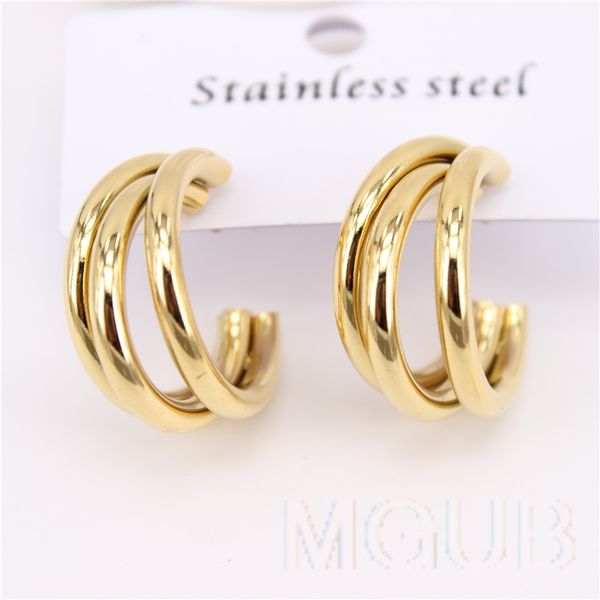 

2021 vacuum plating classic earrings 9.2g 22mm diameter ear studs fashion women's stainless steel jewelry lh984, Golden