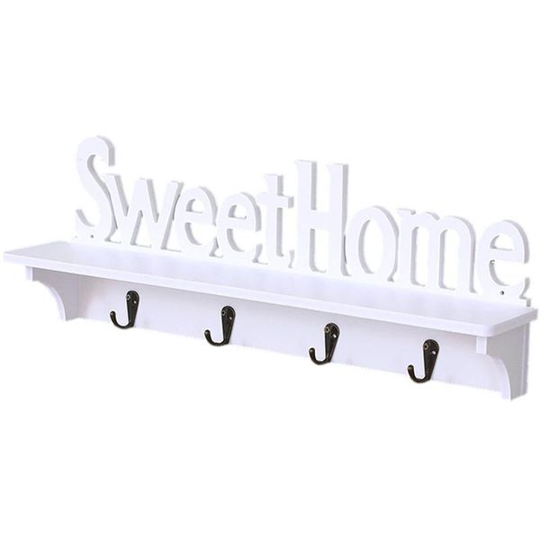 

Sweet Home Wa Mounted Rack Wa Door Hanger Hook Storage Rack for Coat Hat Cothes Key (White)