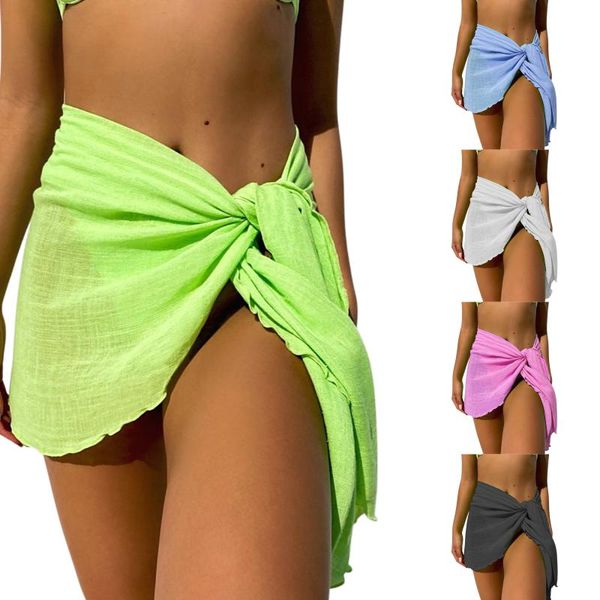 

women's swimwear women\u2021s summer bikini cover mujer wrap skirts fashion solid color beach skirt unique bandage tube beachwear, White;black