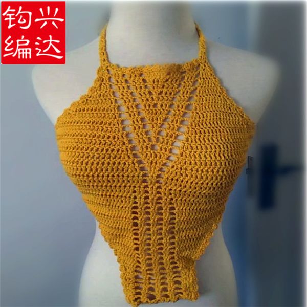

straight hand crocheted bra knitted bikini swimsuit beach cover, White;black