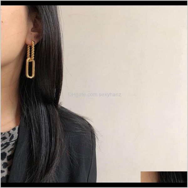 

dangle & chandelier jewelry drop delivery 2021 autumn and winter ins net red spiral twist texture copper plated genuine gold trend earrings, Silver