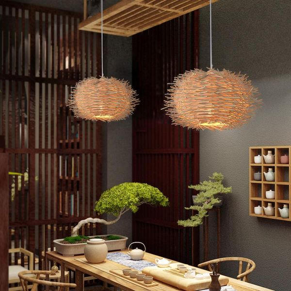 Avrupa Tasarım Manuel Hasır Kuşun Nest Chandelier El Restaurant Kahve Dükkanı Oturma Odası Asma Dekorasyon Aydınlatma Kolye Lambaları