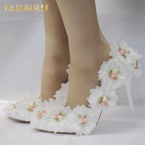 

dress shoes sarairis 2021 arrivals sweet flowers party wedding pumps women pointed toe thin high heels slip on lady, Black