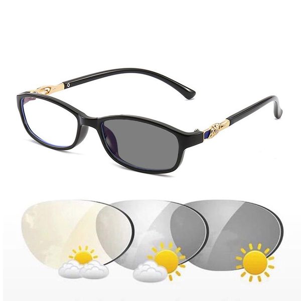 

sunglasses tr frame women fashion rectangle pochromic reading glasses magnifier female sun automatic discoloration presbyopic, White;black