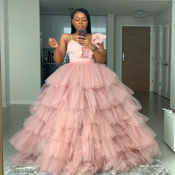 

skirts ball gown dusty pink cake tulle 2021 streetwear custom made tiered long skirt women party female maxi, Black