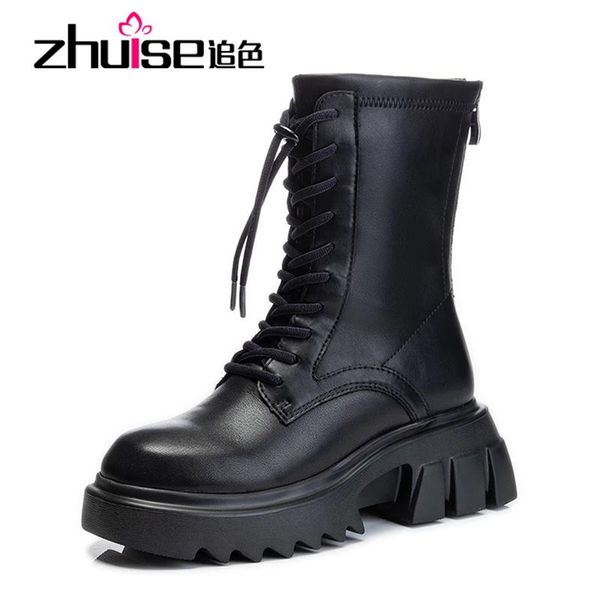 

boots platform shoes women's winter woman 2021 fashion ankle for women casual booties bottine femme, Black