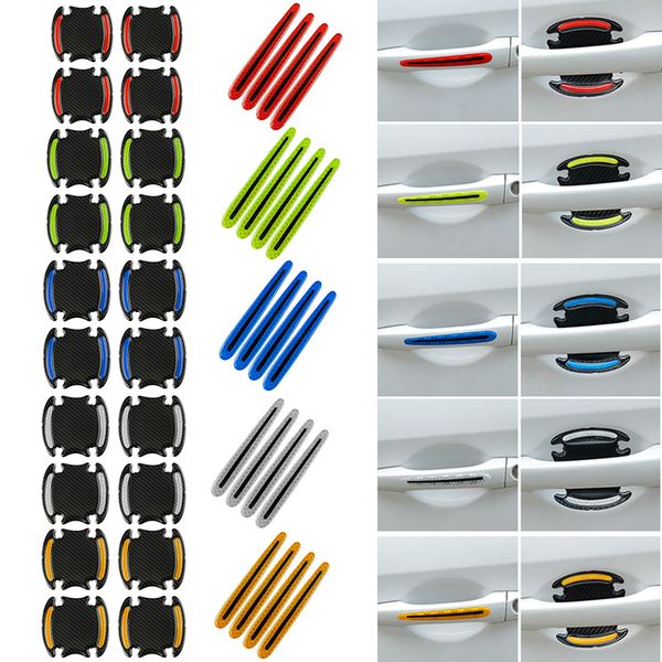 

car reflective sticker door handle door bowl protection guards trim stickers universal reflective warning anti collision scratches protector