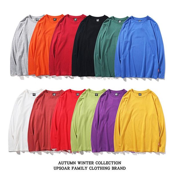 

women's t-shirt 12 colors pure cotton long-sleeved oversized pullover loose men's and bottoming shirt, White