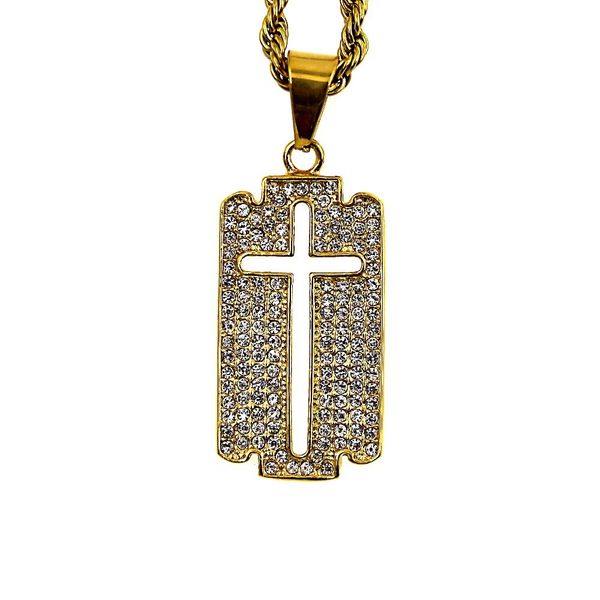 

popular hip hop blade cross dog tag necklace