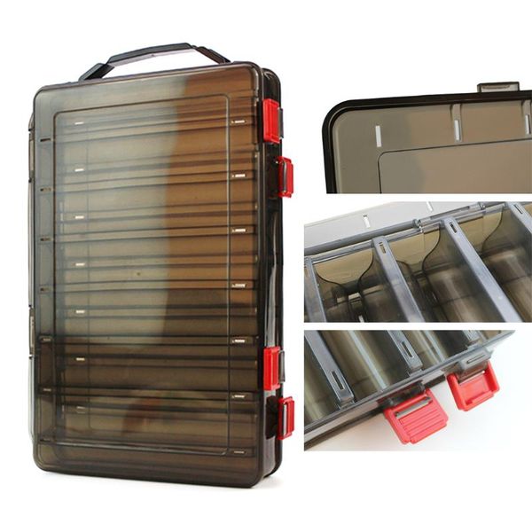 

outdoor high strength fishing tackle box professional double sided storage sport durable portable bails hooks transparent cover accessories