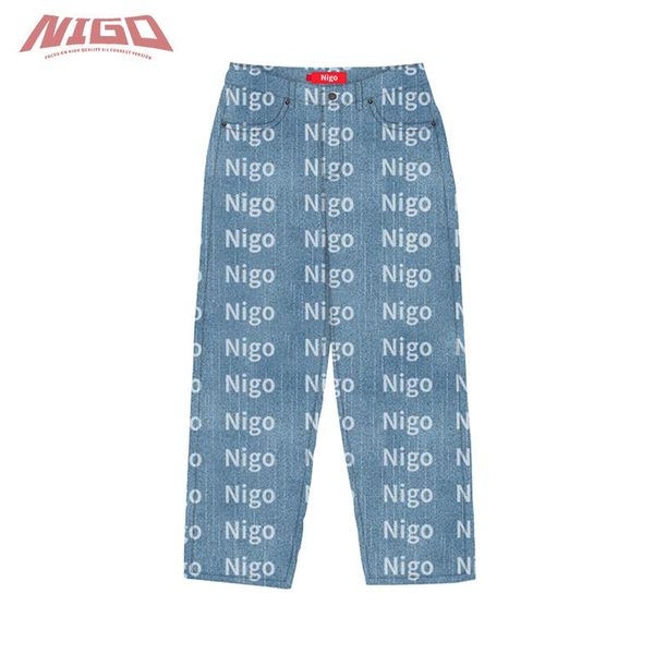 

men's pants nigo 21ss denim destruction washed trucker jacket #nigo516f, Black