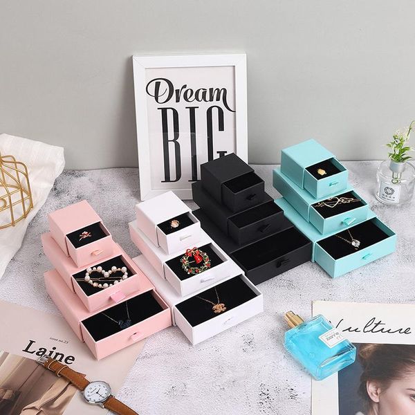 

jewelry pouches, bags 12pcs minimalist ring box custom accessory necklace drawer-style boxes and packaging organizer display, Pink;blue
