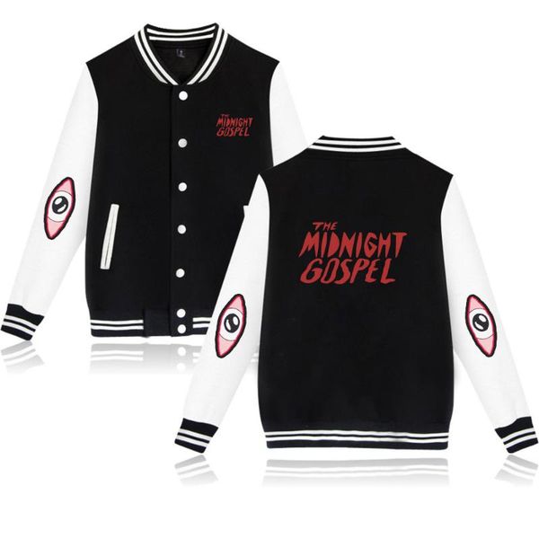 

women's jackets anime harajuku the midnight gospel cute printed baseball jacket men/women casual streetwear long sleeve, Black;brown