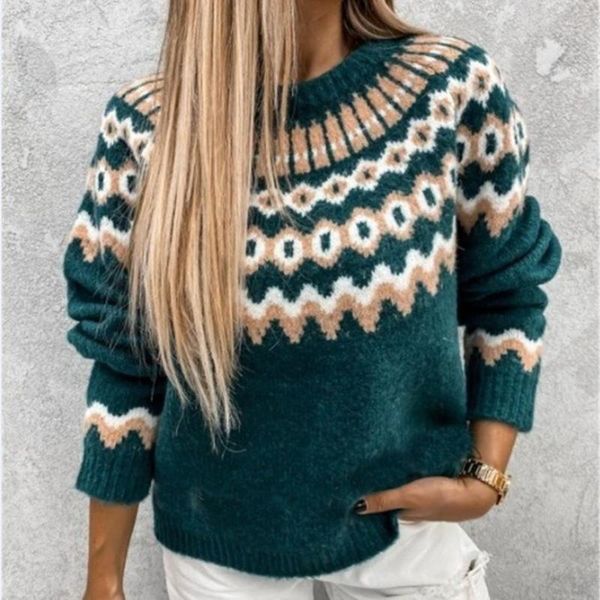 

women's sweaters taovk women o-neck thick striped pullovers female long sleeve knitting contrast color sky blue white sweater, White;black