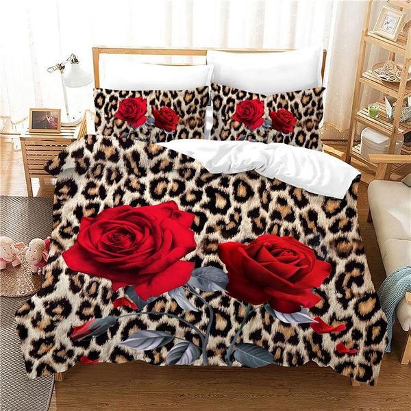 

bedding sets love set leopard rose valentine's gift soft comfortable duvet cover 100% cotton drop bedclothes luxury