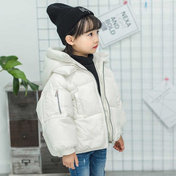

girls coat winter thick warm cotton jackets coats parkas white hooded zipper batwing sleeve kids outwear clothes 5 colors 210713, Blue;gray