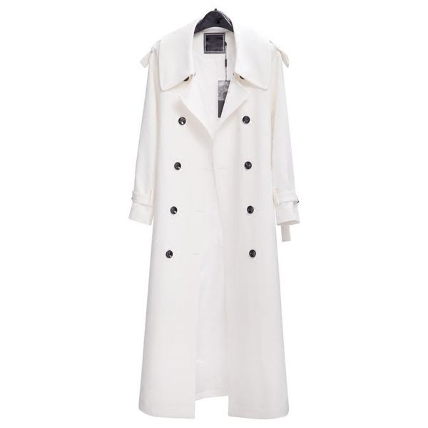 

women's trench coats 2021 spring autumn casual long white windbreaker fashion double-breasted slim sleeve coat m607, Tan;black