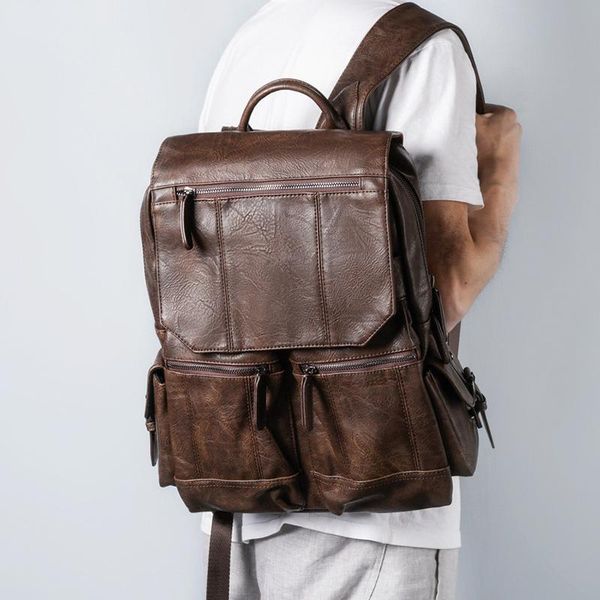 

backpack oil wax retro hiking bag leisure outdoor men's high-capacity bags