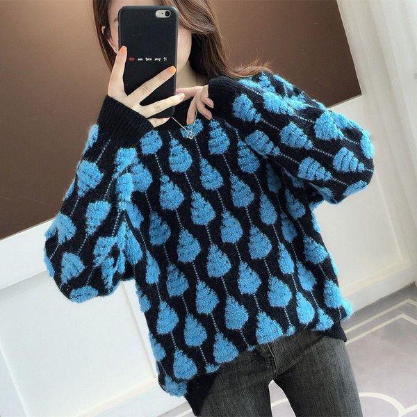 

women's sweaters round neck long sleeve sweater in autumn and winter fashionable casual loose wearing lady pullover top, White;black