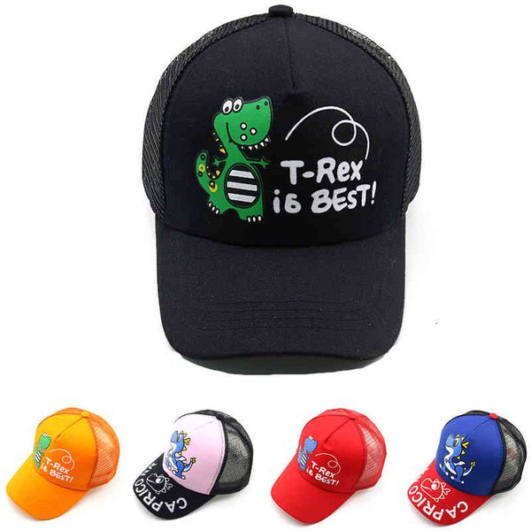 

kids dinosaur mesh cap cartoon summer breathable cotton baseball cap for boys girls snapback child cosplay hats, Blue;gray