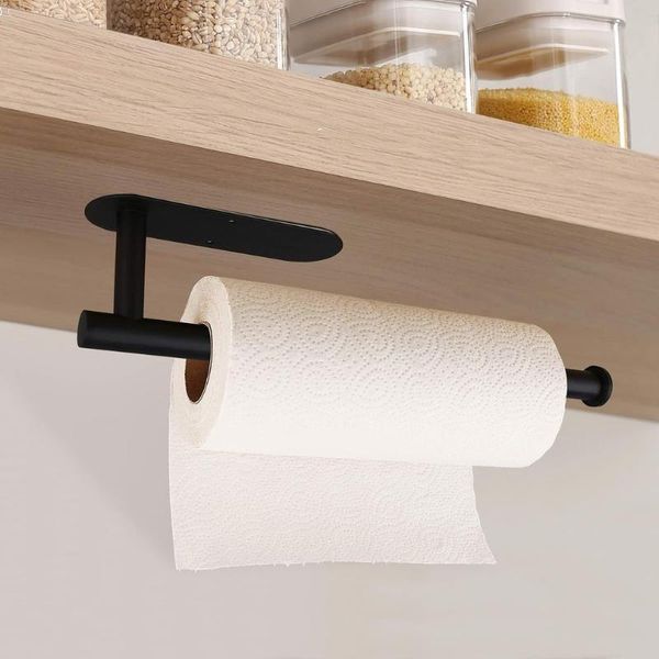 

toilet paper holders stainless steel towel holder rack kitchen cabinet roll self-adhesive toliet accessories