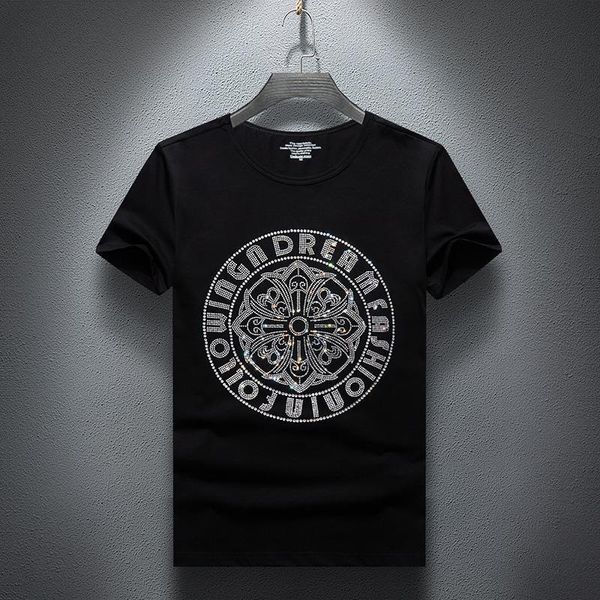 

luxury design clothes summer brand drill tshirt men's short youth round neck large croxin half sleeve social boy fashion ch crosin, White;black