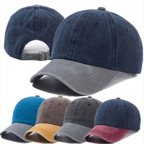 

cap two color stitching washed cotton baseball men amp women casual adjustable outdoor trucker hats dropshipping, Blue;gray