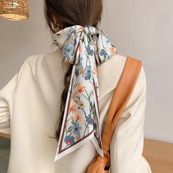 

scarves 125cm*10cm scarf european american houndstooth hit color female tied bag handle ribbon bandage shawl skinny, Blue;gray